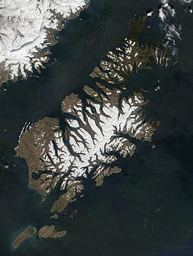 Image satellite de l'île Kodiak captée en 2001.