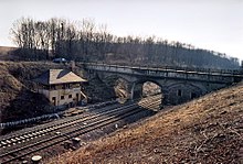 Das Aquädukt leitet den Leinakanal über die Bahnstrecke