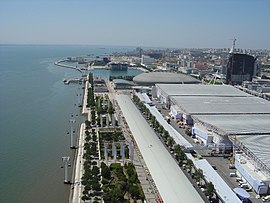 Aerial view of the Parque das Nações riverfront