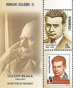 Blaga on a 2018 stamp sheet of Romania Lucian Blaga 2018 stampsheet of Romania.jpg