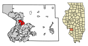 Madison County Illinois Incorporated and Unincorporated areas Roxana Highlighted.svg