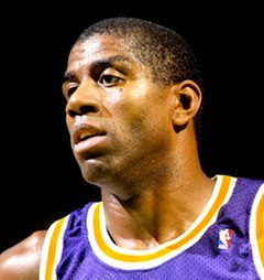 Magic Johnson, regarded as the greatest point guard in NBA history, in 1987