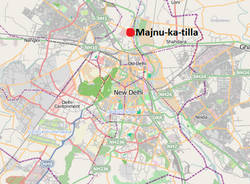 Location of Majnu-ka-tilla in Delhi
