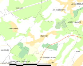 Mapa obce Pelousey