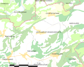 Mapa obce Les Plains-et-Grands-Essarts