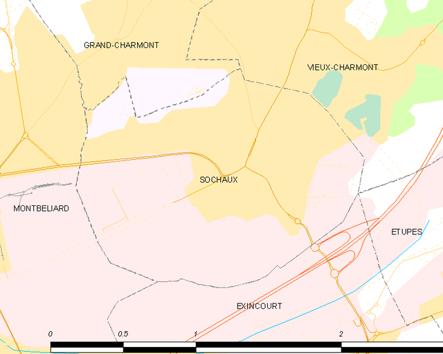 Poziția localității Sochaux