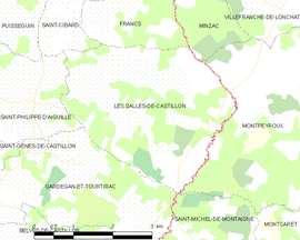 Mapa obce Les Salles-de-Castillon
