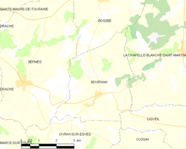 Mapa obce Bournan