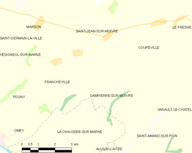 Mapa obce Dampierre-sur-Moivre