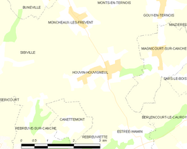 Mapa obce Houvin-Houvigneul