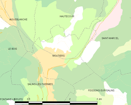 Mapa obce Moûtiers