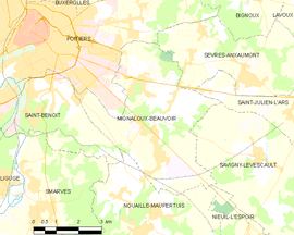 Mapa obce Mignaloux-Beauvoir