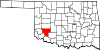Map of Oklahoma highlighting Kiowa County.svg