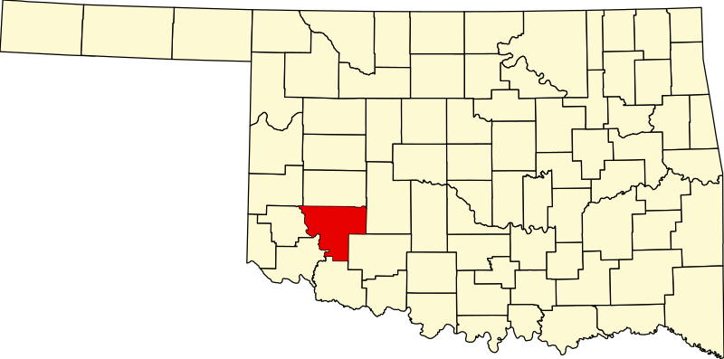 صورة:Map of Oklahoma highlighting Kiowa County.svg