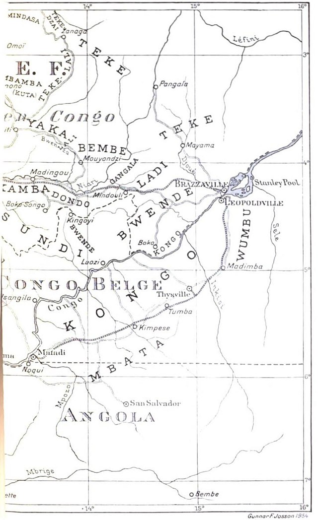 Map showing the area where the Bwende lives.