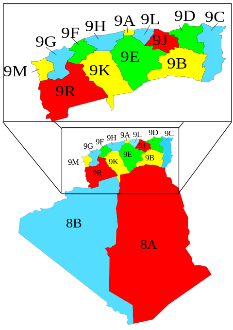 Map showing the Départements of Algeria from 1962-1968 and 1968-1974.svg