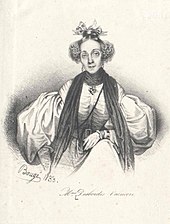 Marceline Desbordes-Valmore en 1833, lithographie de Baugé.