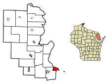 Marinette County Wisconsin Incorporated and Unincorporated areas Marinette Highlighted.svg