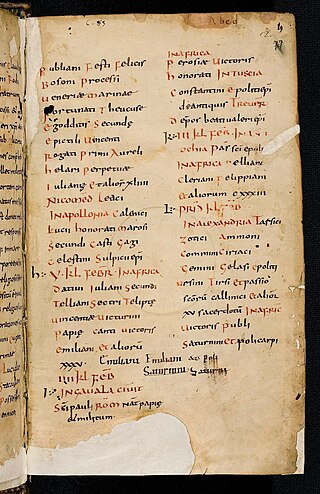 <i>Martyrologium Hieronymianum</i> 5th-century Christian text