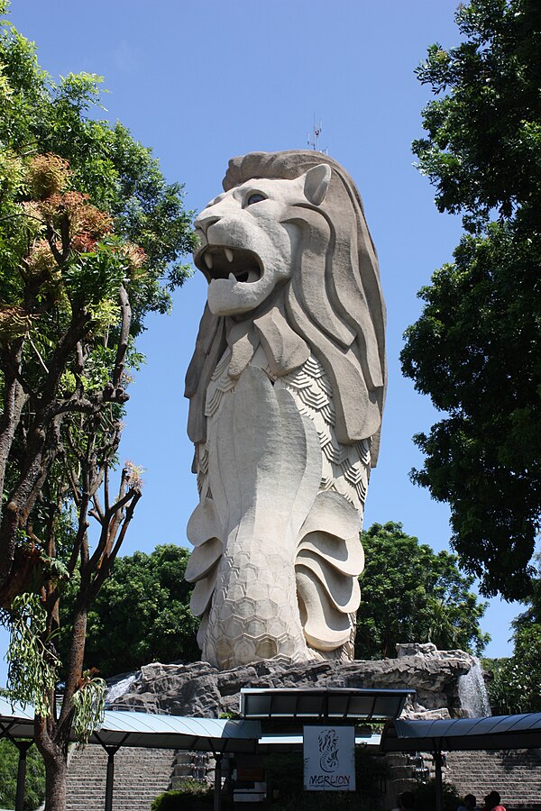 The Tallest Merlion statue on Sentosa which has since been permanently closed