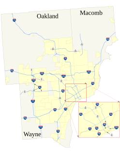 Roads and freeways in metropolitan Detroit