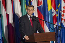 Minister of Justice of Poland Krzysztof Kwiatkowski during the official commemoration of European Day of Remembrance for Victims of Stalinism and Nazism in 2011, during Poland's EU presidency Minister of Justice of Poland Krzysztof Kwiatkowski during the official ceremony marking the European Day of Remembrance for Victims of Stalinism and Nazism.jpeg