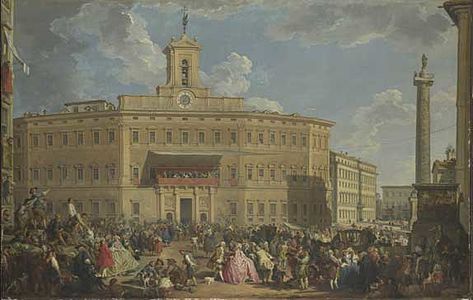 Søylen til høyre i bakgrunnen av Paninis maleri Palazzo Montecitorio (1747).