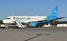 A GlobalX Airbus A320-200 at Westchester County Airport in 2023 N284GX - KHPN - 11-10-23.jpg