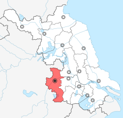 江蘇省中の南京市の位置