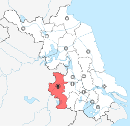 Situo de Nankingo enkadre de provinco Ĝjangsuo
