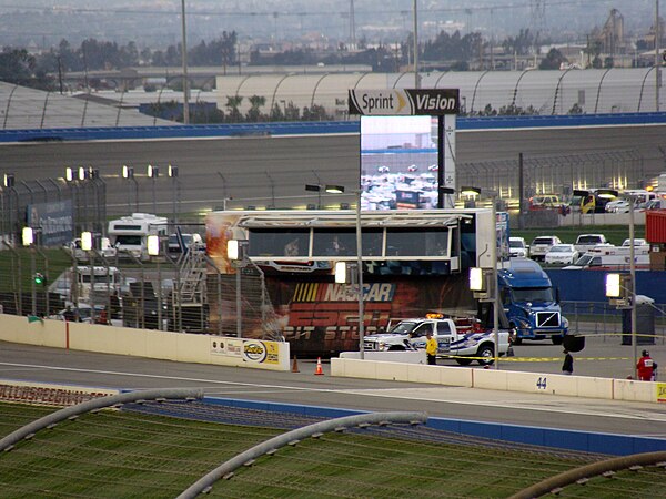 The ESPN pit studio at Auto Club Speedway during the 2010 Auto Club 500 weekend