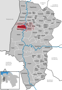 Poziția Niederlangen pe harta districtului Emsland