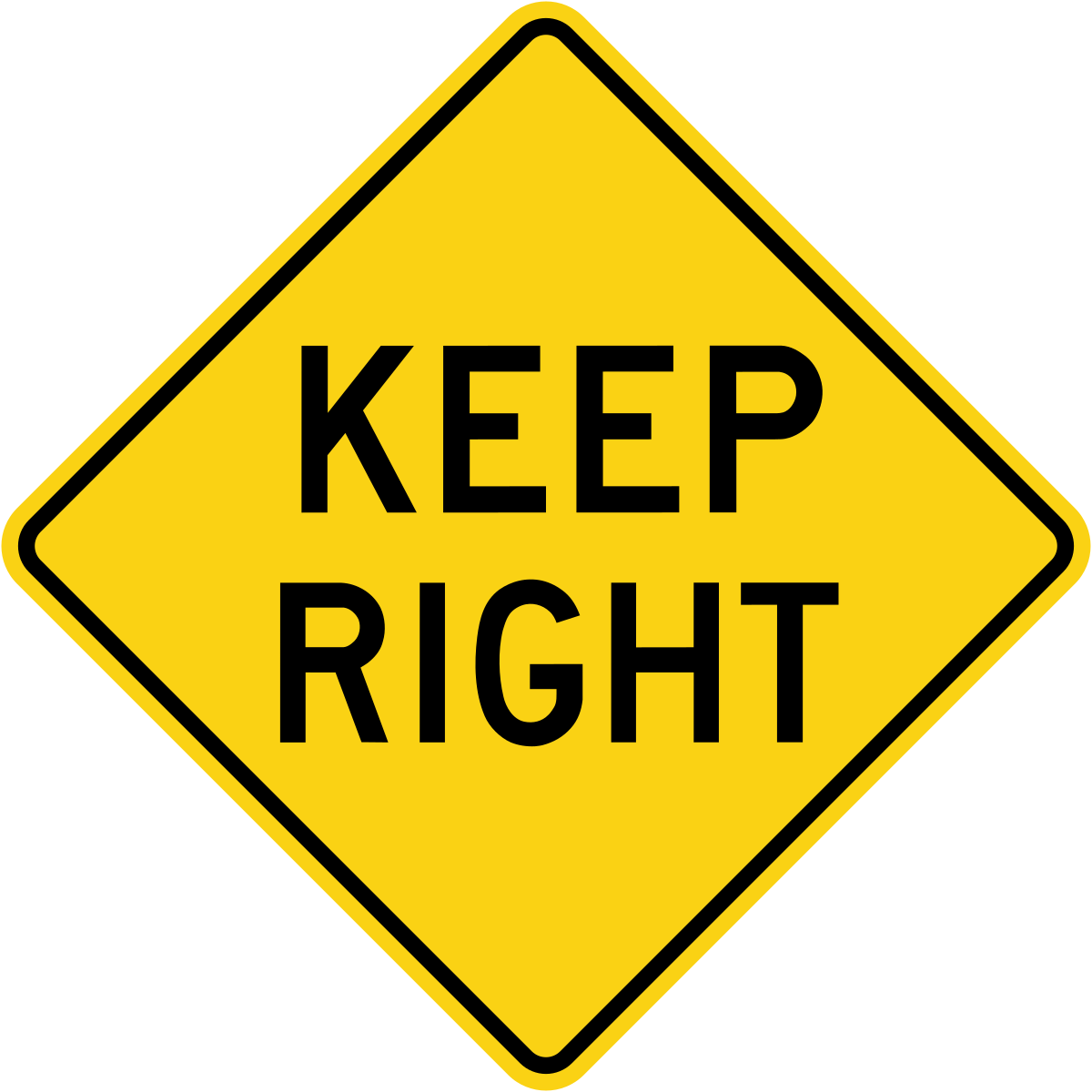 Keep right sign. Obstruction keep right sign. Obstruction keep right sign Canada. Keep left right.