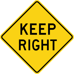 Keep right. Keep right sign. Obstruction keep right sign. Obstruction keep right sign Canada. Sang right