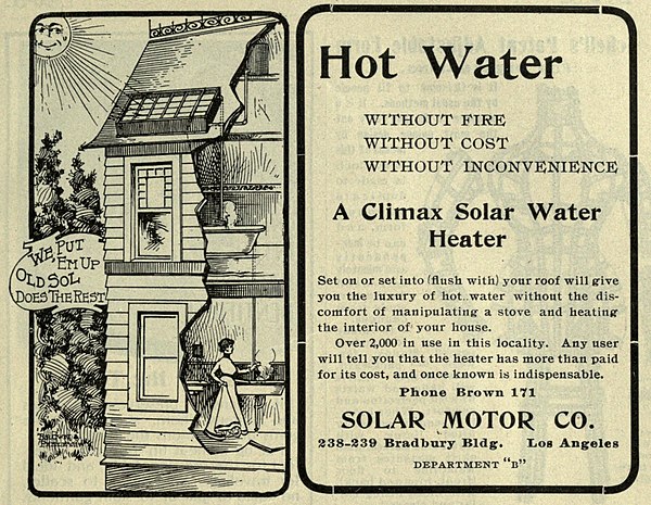 An advertisement for a Solar Water Heater dating to 1902