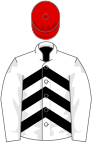 White and black chevrons, white sleeves, red cap