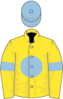 Yellow, light blue disc, armlets and cap