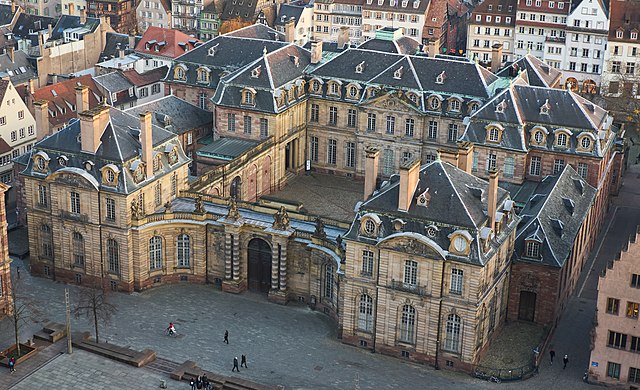 Aerial view from the Strasbourg Cathedral viewing platform, January 2020