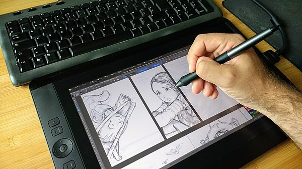 Sketching in Krita on a Wacom Cintiq 13HD graphics tablet/screen hybrid