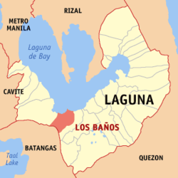 Bản đồ Laguna với vị trí của Los Baños.