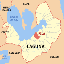 Map of Laguna showing the location of Pila