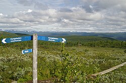 Rozcestí na Kungsleden v národním parku