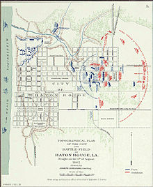 Map depicting Battle of Baton Rouge, August 5th 1862. Plan de Baton Rouge en 1862.jpg