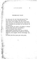 PREMIÈRE PAGE La voie, qui est une voie, n’est pas la Voie. Le nom, qui a un nom, n’est pas le Nom. Sans nom, c’est l’origine du ciel et de la terre. Avec un nom, c’est la mère des dix mille êtres. Avec la faculté de non-sentir, on est proche de le concevoir. Avec la faculté de sentir, on atteint sa forme [comme d’une chose dont on trafique.] C’est là vraiment deux [choses]. Apparaissant ensemble, leur nom est facile. Expliquée ensemble, leur origine est obscure. Obscure, cette origine devient davantage obscure. La foule [des êtres] passe par cette porte.