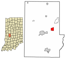 Location of Fillmore in Putnam County, Indiana.