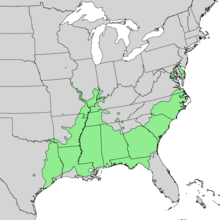 Mapa de la cordillera de Quercus lyrata 1.png