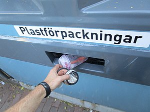 Ploggingrundan avslutas med ett besök på återvinningscentralen, Göteborg 11 juli 2019.