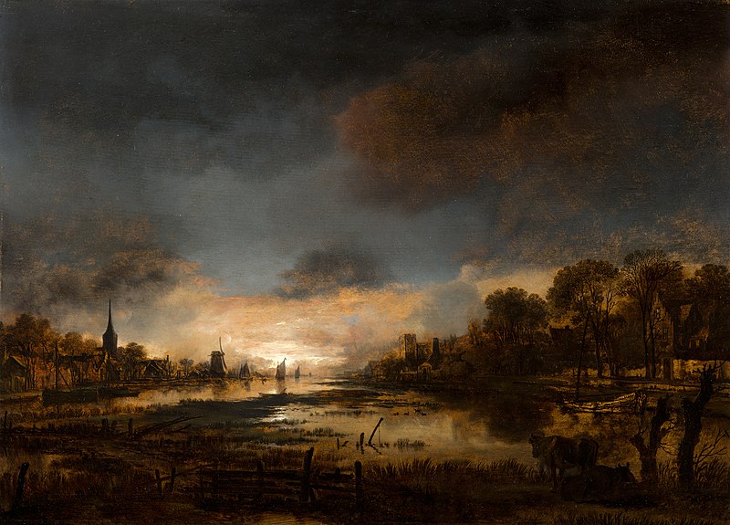 File:River Landscape at Sunset by Aert van der Neer Mauritshuis 913.jpg