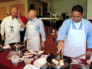Consalvo, right, and mayor Thomas Menino, far left, at the Taste of Roslindale event in 2011. TasteofRoslindale.jpg