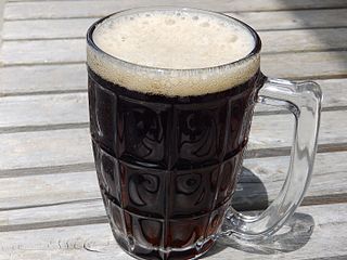 Root beer carbonated beverage, originally made using the root of a sassafras plant